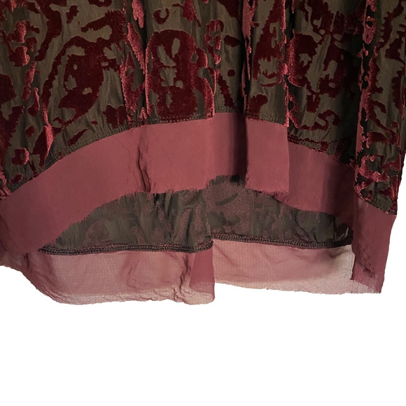 SIMPLY VERA WANG Burgundy Velvet Burnout Mesh Hem Top Whimsigoth Fairy Grunge XL - Picture 7 of 12